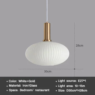 DINDALLED Striped Glass Pendant Light Nordic Vintage Chandelier for Dining Kitchen Island Hanging Lamp Lighting Decor