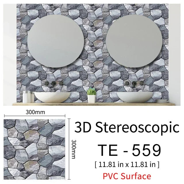 15PCS Wall Sticker Waterproof PVC imitation brick Wallpapers for TV walls living room bedroom kitchen kids rooms painted surface