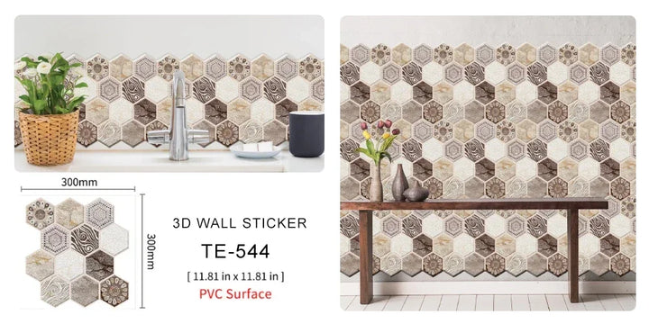 10/20PCS Imitation Brick Tile cobblestone Wall Stickers Water and Oil Proof for Kitchen Restaurant Tea room Relaxation area etc.