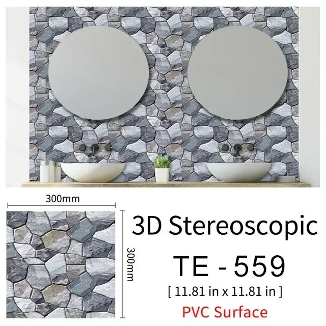 10/20PCS Imitation Brick Tile cobblestone Wall Stickers Water and Oil Proof for Kitchen Restaurant Tea room Relaxation area etc.