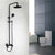 KEMAIDI Bathroom Black Shower Set Wall Mounted 8" Rainfall Shower Faucet 3-functions 2 Cross Handles Solid Brass Shower Fixtures