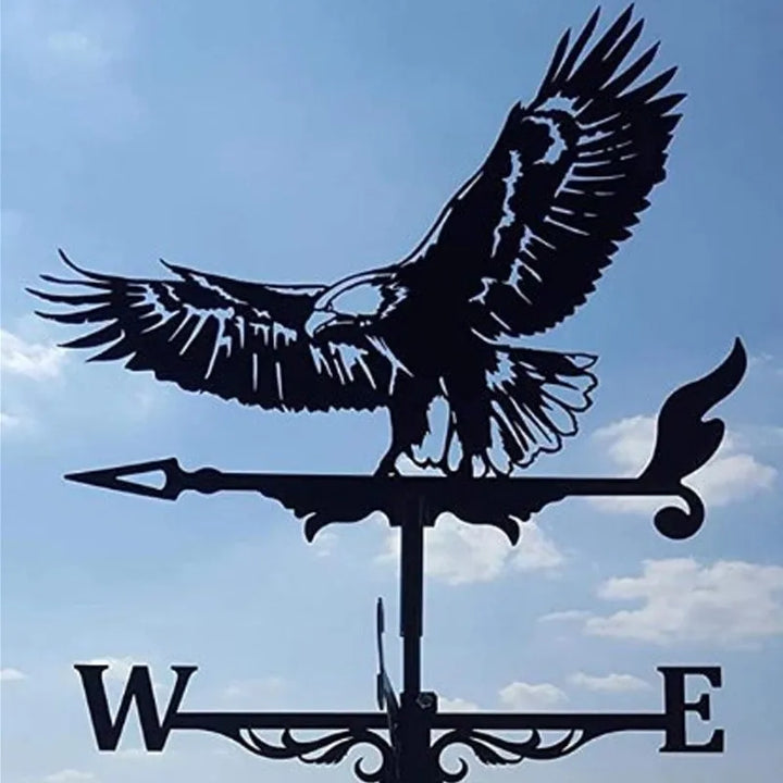 Witch Flying Dragon Iron Weather Vane Decor Stainless Steel Metal Handicraft Decor Garden Weathercock Wind Direction Indicator
