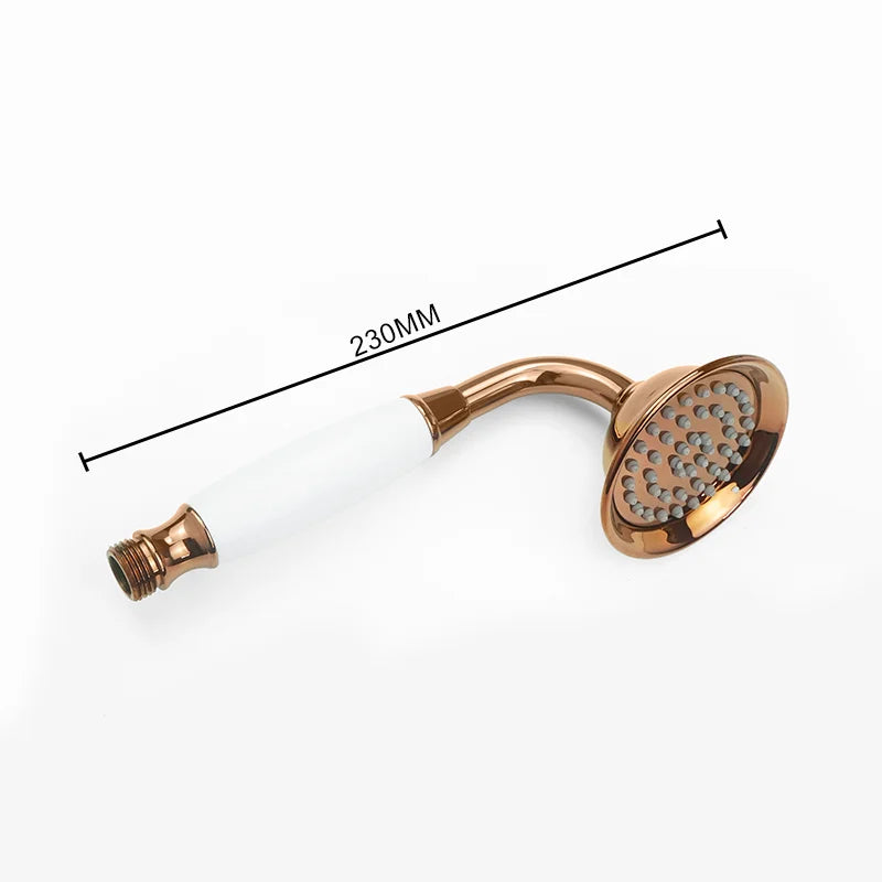Brass Golden Rainfall Shower Head Rose Gold Handheld Shower Bathroom
