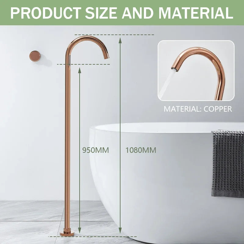 Floor Standing Bathtub Faucet Brass Body Hot Cold Mixer with Handle Rose Gold Independent Faucet Chrome Grey Black