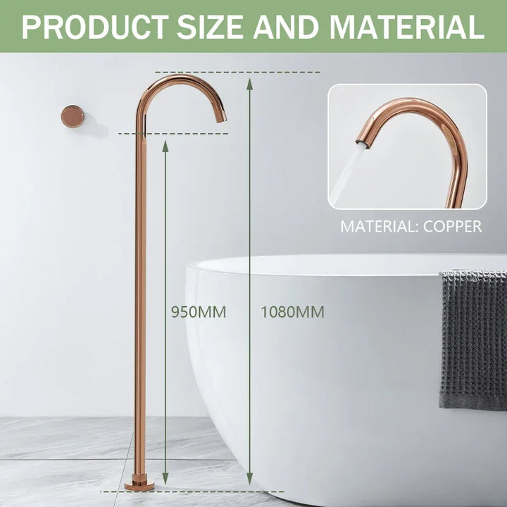 Floor Standing Bathtub Faucet Brass Body Hot Cold Mixer with Handle Rose Gold Independent Faucet Chrome Grey Black