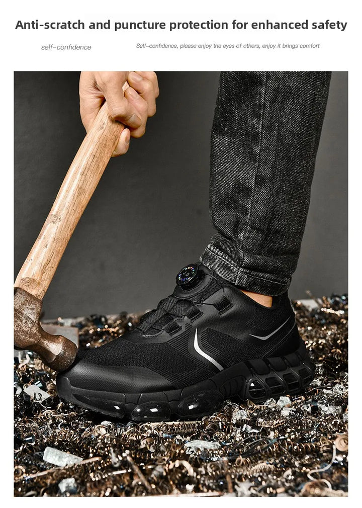 Trendy Steel Toe Shoes Men's Women's Extra Large Size Labor Protection Shoes Anti-impact Lightweight Thick Bottom