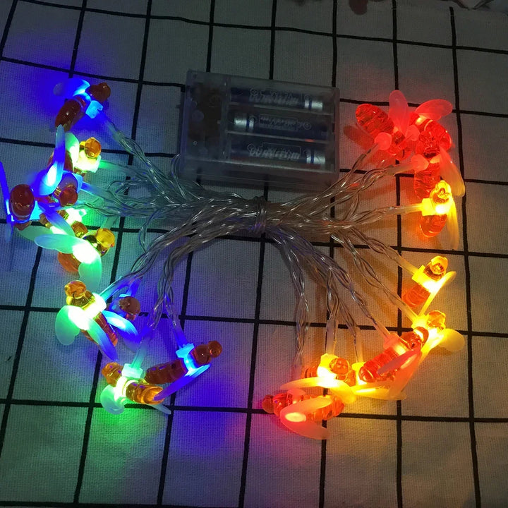 Solar Bee LED String Lights Outdoor Holiday Party Lighting Night Lamp for Garden