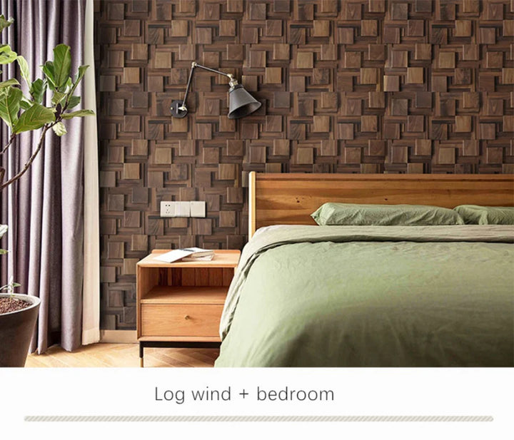 Black Walnut Log Solid Wood Mosaic Tile Square Mosaic Background Sofa TV Background Wall Decoration Art Acoustic Diffuser Panel