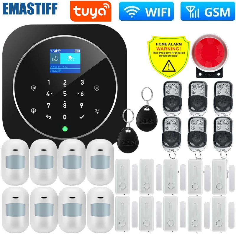 NEW Tuya WIFI W9B Alarm System for Home Burglar Security 433MHz WiFi GSM Alarm Wireless Tuya Smart House App Control