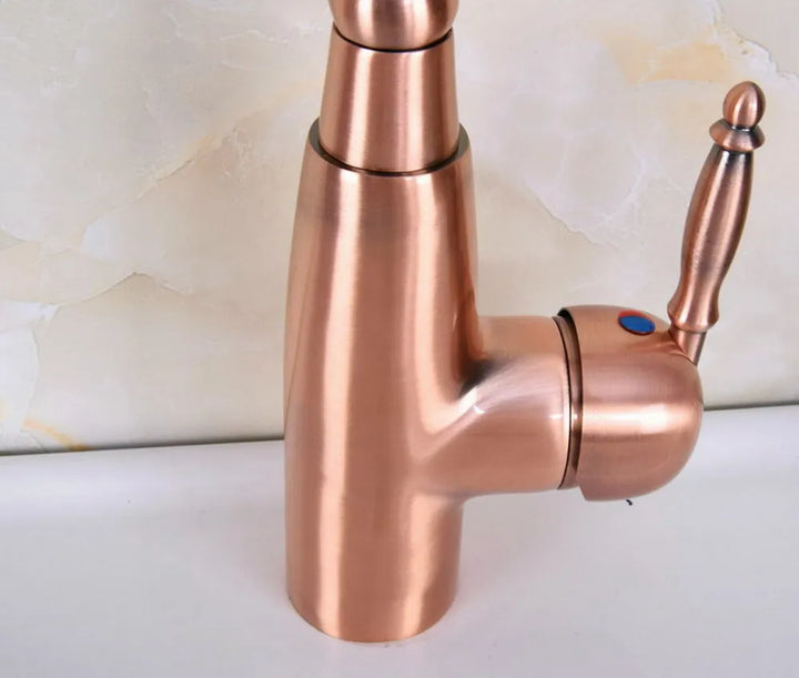 Red Copper Kitchen Faucet Black Brass Faucet 360 Degree Swivel Single Handle Vessel Sink Kitchen Mixer Tap Knf633