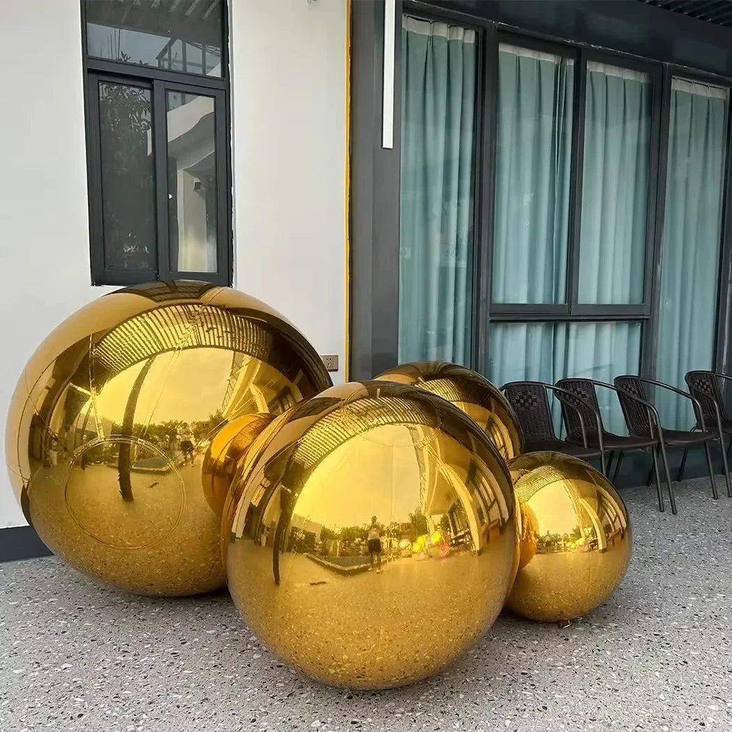 Inflatable Mirror Ball Set - Giant Sealed Shiny Reusable Balls for Wedding, Outdoor Pool Party & Nightclub Decor
