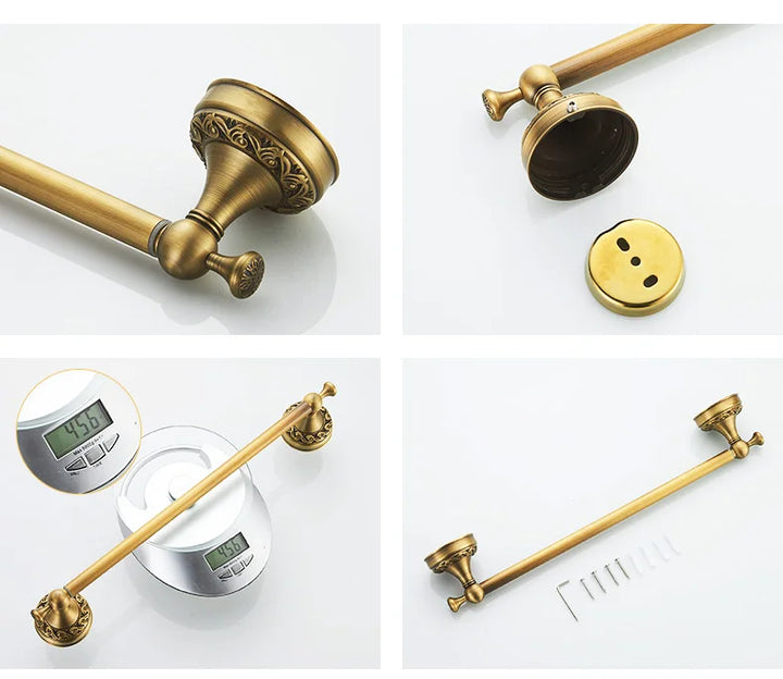 ELLEN Antique Bronze Bathroom Hardware Set Adjust Towel Rack Towel Holder Toilet Paper Holder Robe Hook EL2001A