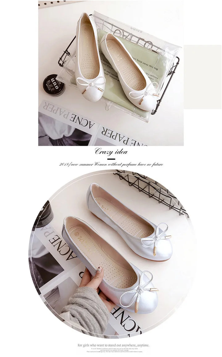 Ladies Loafers Shoes Bowtie Flats Patent Leather Loafers Women Round Toe Roll-Up Shoes Woman Bridesmaid Flats Large Size Zapatos