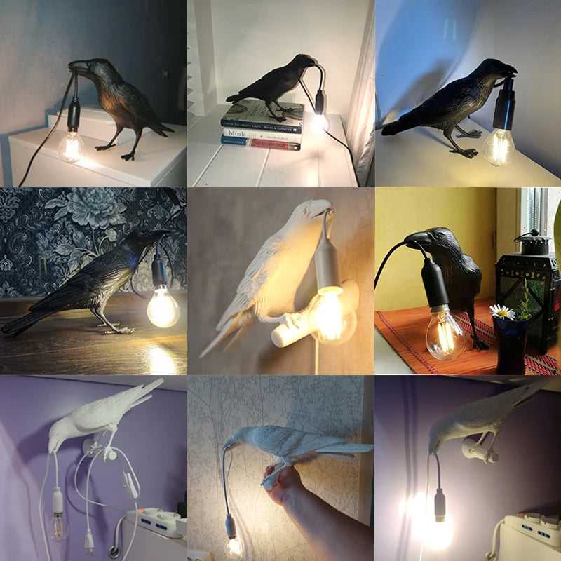 Modern Lucky Bird Table Lamp Bedroom Bedside Living Room Table Lights Resin/Fixture Wall Lamp