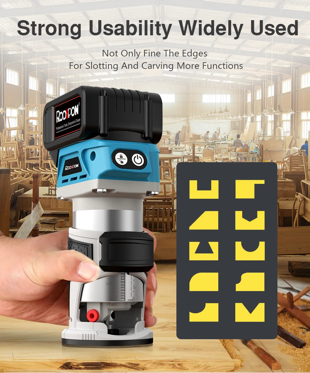 6 Speeds Brushless Hand  Electric Trimmer Cordless Wood Router Woodworking Engraving Slotting Power Tool for Makita 18V Battery