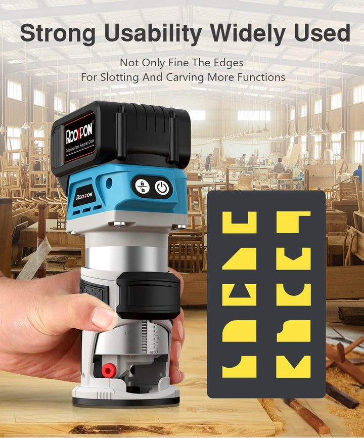 6 Speeds Brushless Hand  Electric Trimmer Cordless Wood Router Woodworking Engraving Slotting Power Tool for Makita 18V Battery