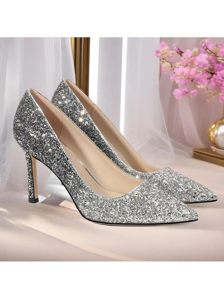Stiletto Heel Crystal Pointed Toe High Heels Sexy Sle Faion Single oes adient Pattern Ultra Thin Heel Women's Footwear