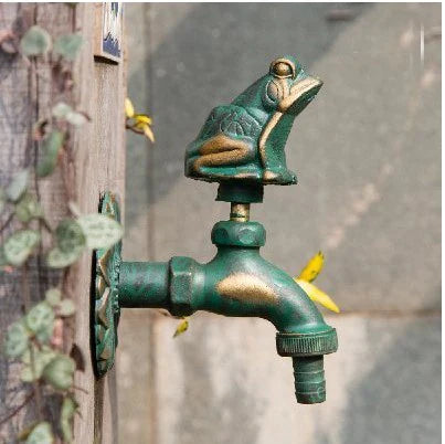 Vidric Outdoor Decorativ Garden Faucet Animal Shape Bibcock Green/Antique Brass Tap Washing Mop/Garden Watering Animal Faucet