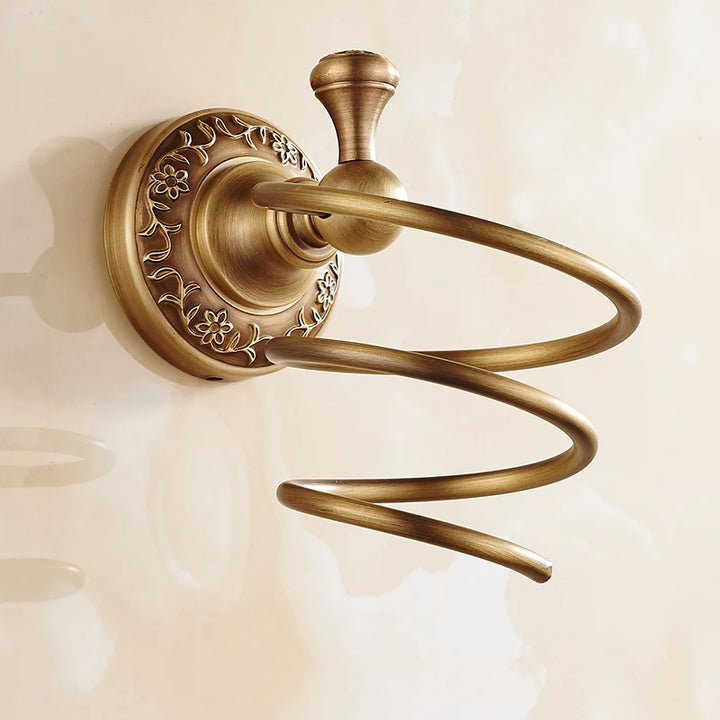 All-copper antique hair dryer rack, bathroom hair dryer rack, storage hanger, European retro light luxury, simple and original.