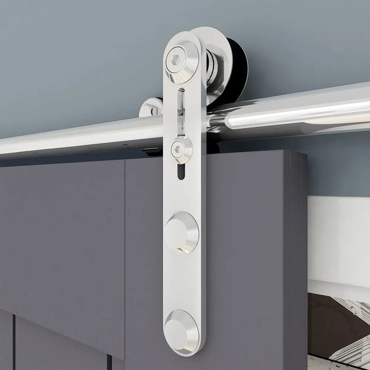 CCJH 4/5/5.5/6/6.6FT Silver Stainless Steel Sliding Barn Wood Door Hardware Kit  For Single Door ，Can be Customed