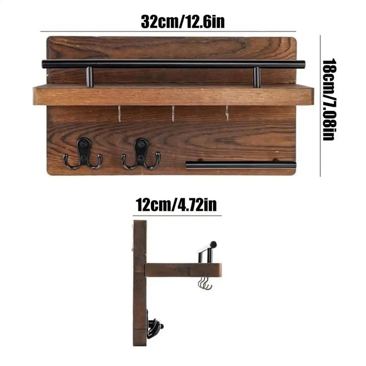 Key Holder for Entrance Wall Mount Wooden Retro Decorative Hanger  Wall Mounted Mail Organizer with Shelf for Coat Mail Entryway