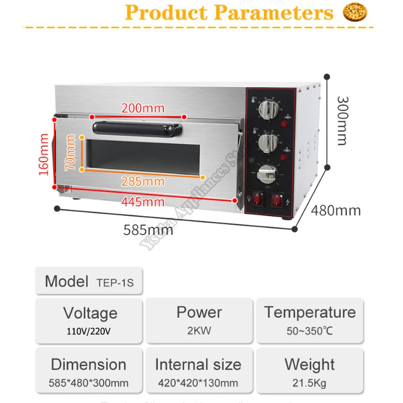 Pizza Oven Commercial Electric Food Baking Equipment Stainless Steel Single And Double Layer Can Bake 9 "/12" Roast
