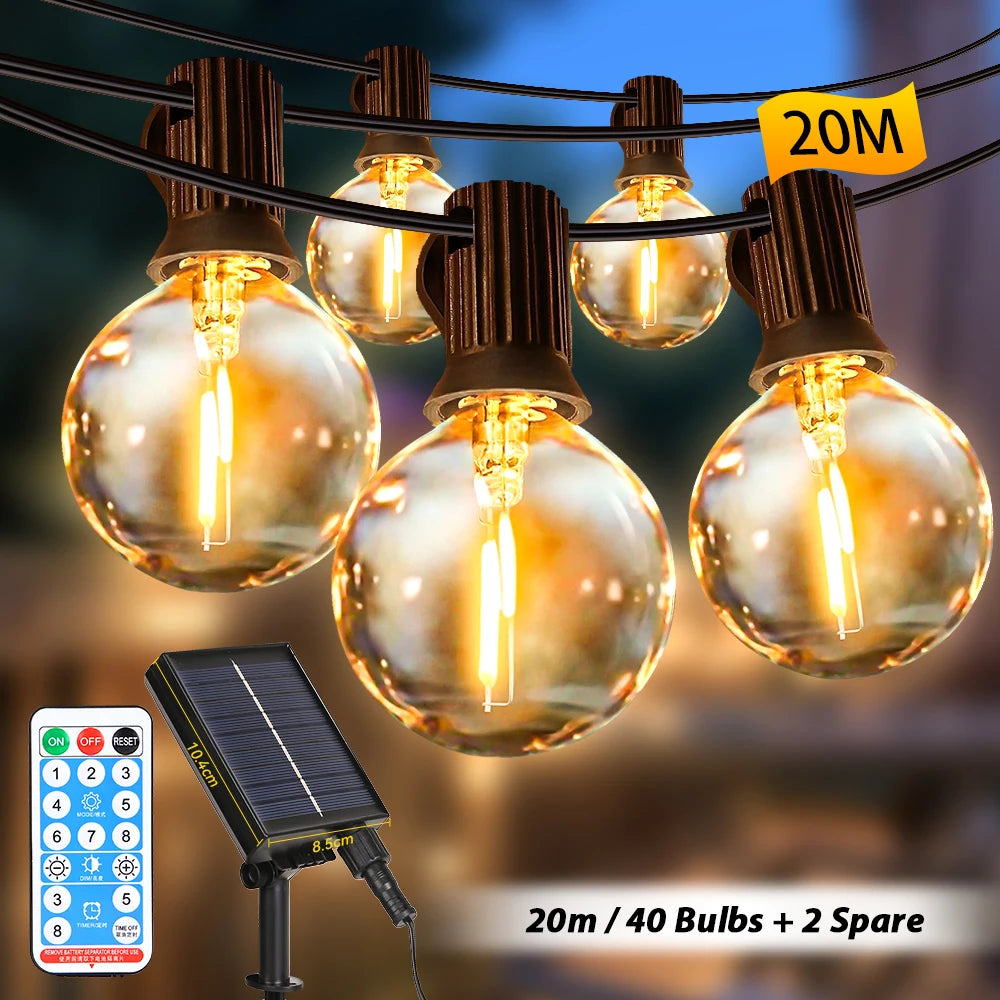 Outdoor Solar Light String Balcony With Warm Light Bulb Remote Control 7/10/15 Meters Multiple Specifications Garden Lamp String