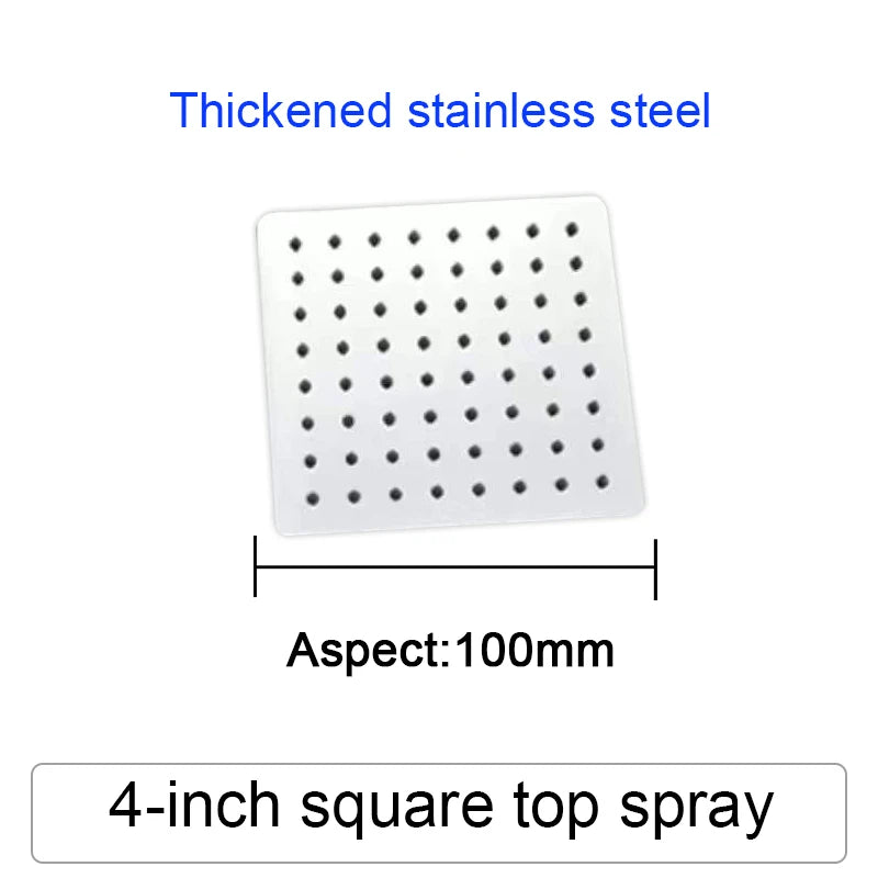 4/6/8/10/12 Inch Pressurized Rain Shower Head Stainless Steel Square Round Rain Shower Head Large Water Outlet Shower Head