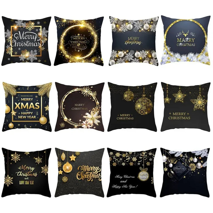 1pcs/set Christmas Black Gold Cushion Cover Merry Christmas Decorations for Home