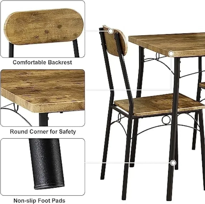 Simple Dining Table Set 5 Piece Dinette With Chairs For Kitchen, Breakfast Nook And Small Space, Brown, Table & Chair For 4