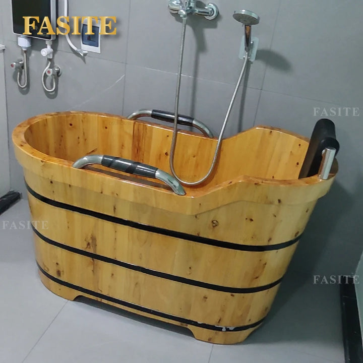Portable Bathtubs Wooden Barrel Sweat Steaming with Cover Home Full Body Adult Bath Barrel Adult Home Beauty Salon Bath Tub