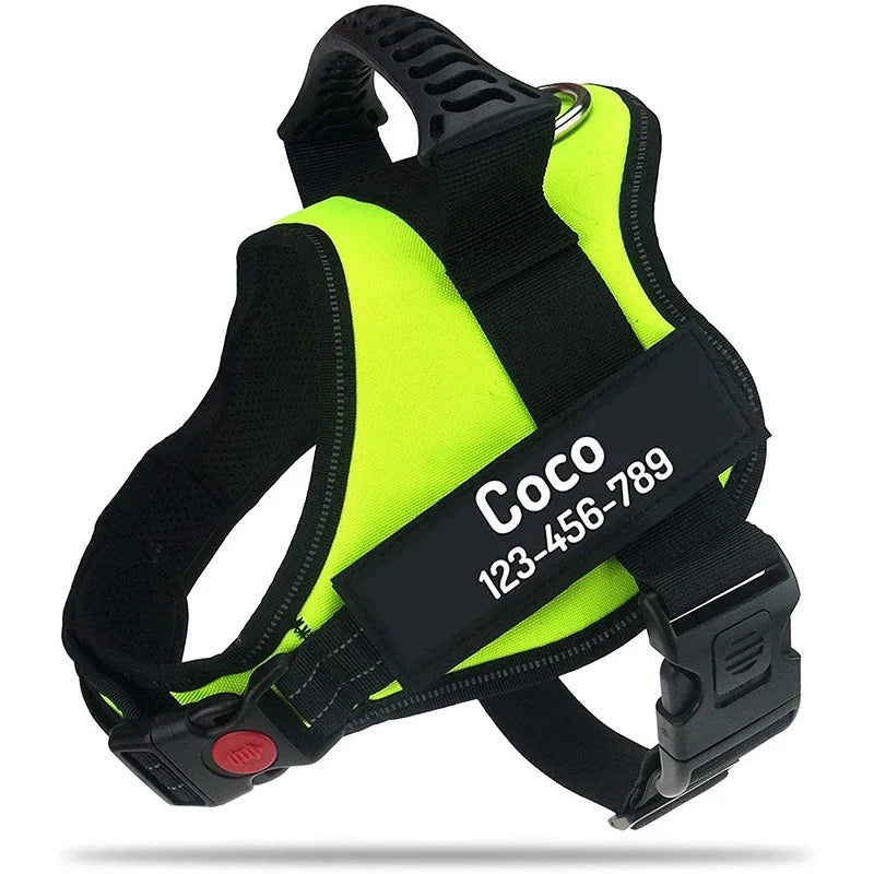 Personalised No Pull Dog Harness with Custom Name and Phone Number Heavy Duty Pet Vest To Prevent Tugging Pulling Choking