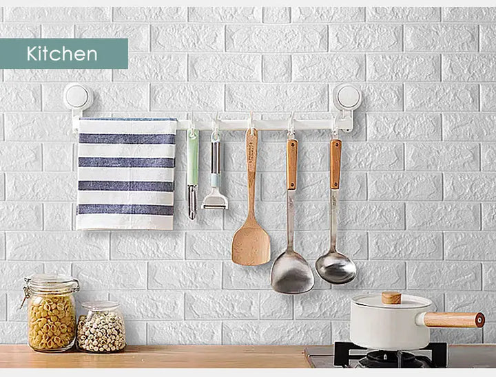 10Pcs Self-Adhesive 3D Wall Sticker DIY Brick Stickers Home Kids Room Kitchen Ceiling Decor No Odor No Pollution Wallpaper 70X77