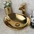 KEMAIDI Bathroom Vessel Sink 16 Inch Gold Ceramic Sink Bowl With Faucet Oval