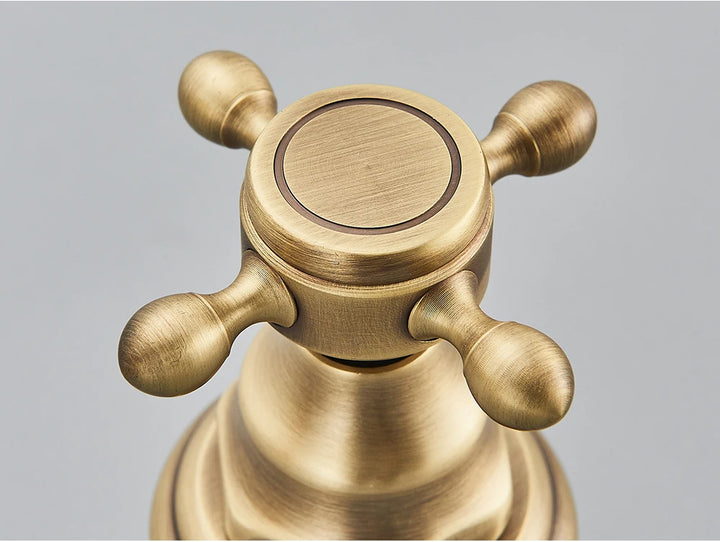 Antique Brass Bathroom Mixer Taps Widespread Basin Faucet Dual Handles Hot and Cold Tap Deck Mounted Brass Basin Sink Faucet