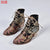 Women Luxury Silk Embroidered Lace Up  Ankle Boots Autumn/Winter