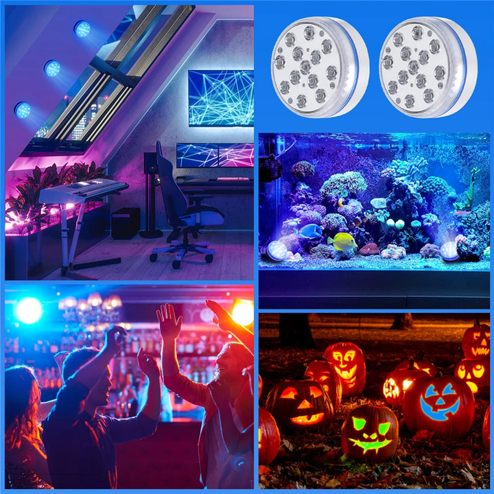 Updated Submersible LED Lights with Remote Underwater Pool Light IP68 Magnet 13 LED Bright Lamp RGB for Pond/Pool/Aquarium