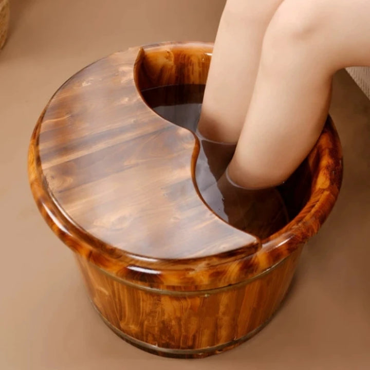 Carbonized foot soaking wooden bucket beauty salon home use solid wood insulation calf health foot bath tub wooden foot bath tub