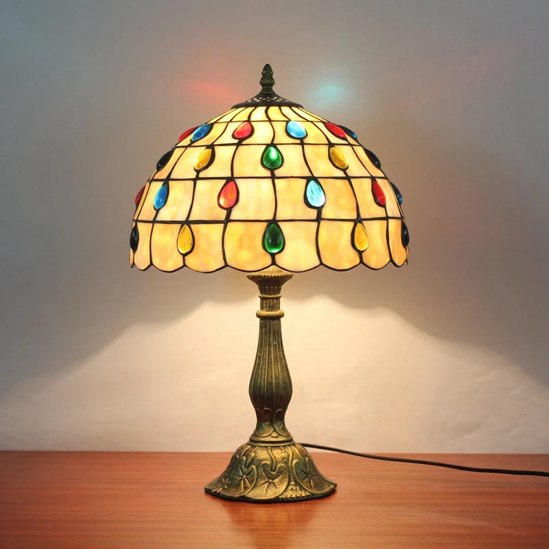 Turkish Table Lamp Tiffany Stained Glass with Dragonflys Vintage Desk Lamp Mediterranean Deco Lighting