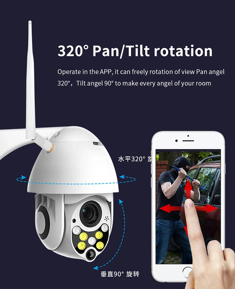 YCC365 Plus WIFI Camera Wireless Outdoor IP Security Protection Two Way Audio 1080P PTZ Tilt Speed Dome Surveillance CCTV Camera