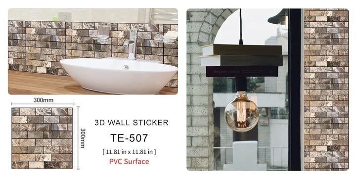 10/20PCS Imitation Brick Tile cobblestone Wall Stickers Water and Oil Proof for Kitchen Restaurant Tea room Relaxation area etc.