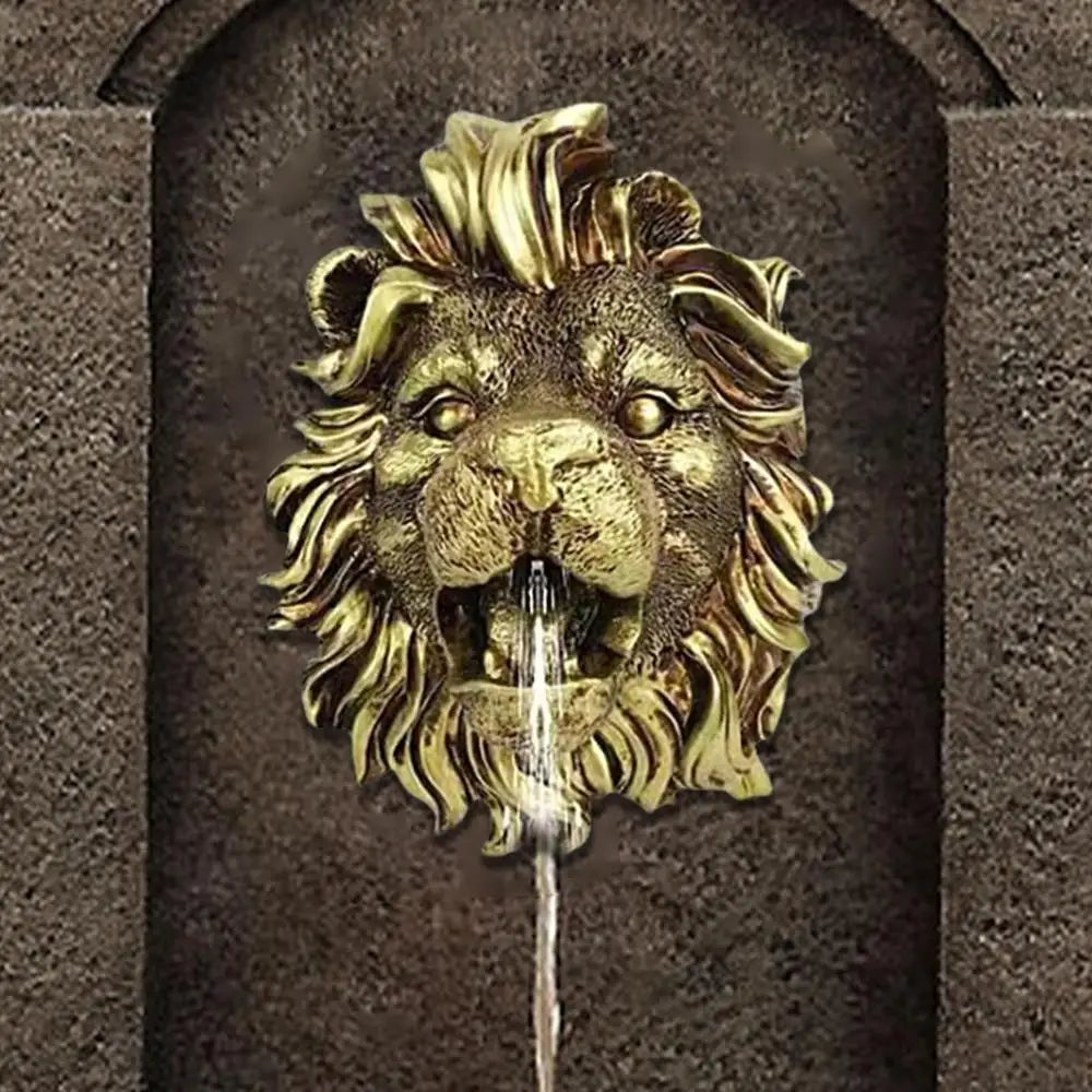 Fountain Spout Lion Pool Sprayer Fountain Natural Resin Water Fountain Ornaments Water Garden & Pond Decor Sprinkler Wall Art