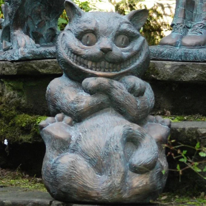 New Alice In Wonderland Garden Statue Caterpillar Rabbit Cheshire Cat Sculpture Resin Crafts Indoor Outdoor