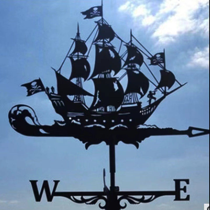 Witch Flying Dragon Iron Weather Vane Decor Stainless Steel Metal Handicraft Decor Garden Weathercock Wind Direction Indicator