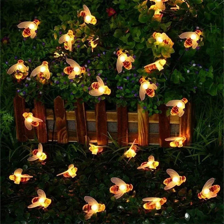 20/50/100 LED Solar Cute Bee Fairy String Lights Garden Fairy Lights 8 Mode Outdoor Lighting for Easter Christmas Wedding Decor