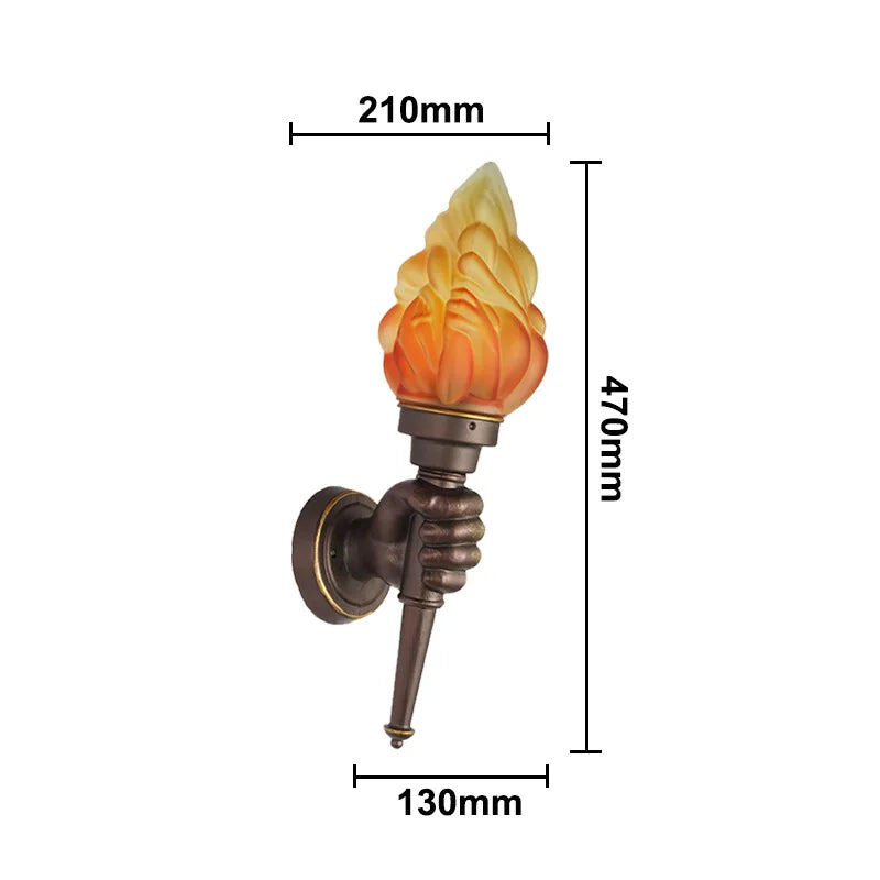Industrial Simple Wall Lamp Modern Creative Torch Hand Lamps Vintage Wall Lamp for Bathroom Loft Stair Outdoors Lighting Fixture
