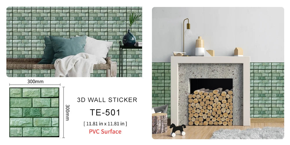 15PCS Wall Sticker Waterproof PVC imitation brick Wallpapers for TV walls living room bedroom kitchen kids rooms painted surface