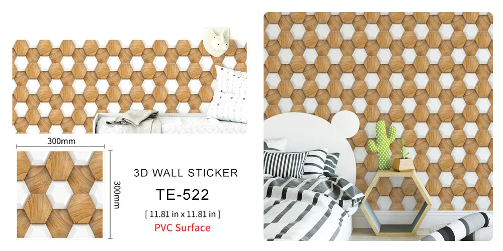 15PCS Wall Sticker Waterproof PVC imitation brick Wallpapers for TV walls living room bedroom kitchen kids rooms painted surface