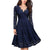 LSYCDS Elegant Sexy Dress for Women Vintage Lace Long Sleeve V Neck