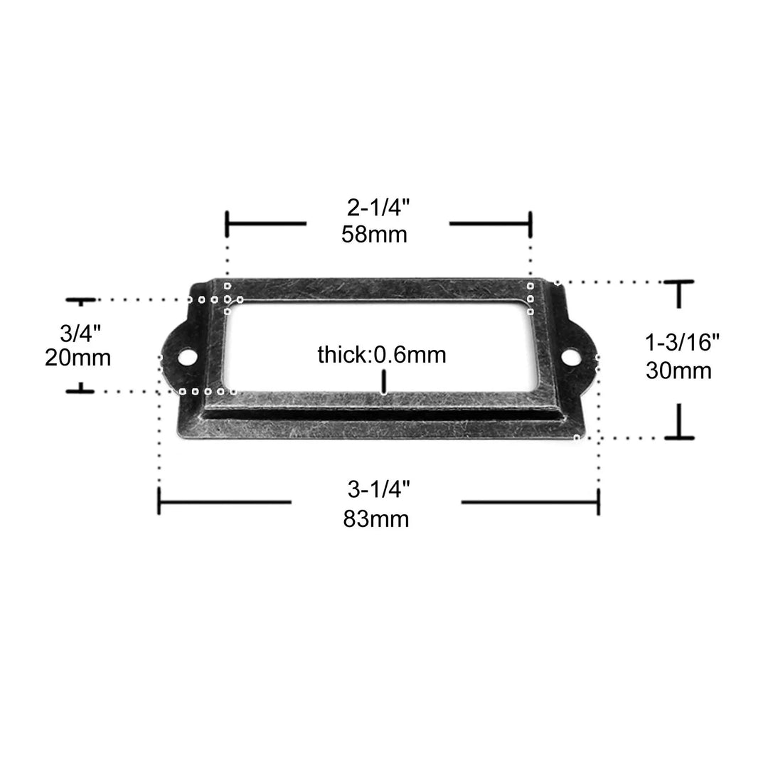 6pcs 30x83mm Metal Iron Label Pull Frame Handle File Name Card Holder For Jewelry Chest Furniture Cabinet Drawer Wood Box Case